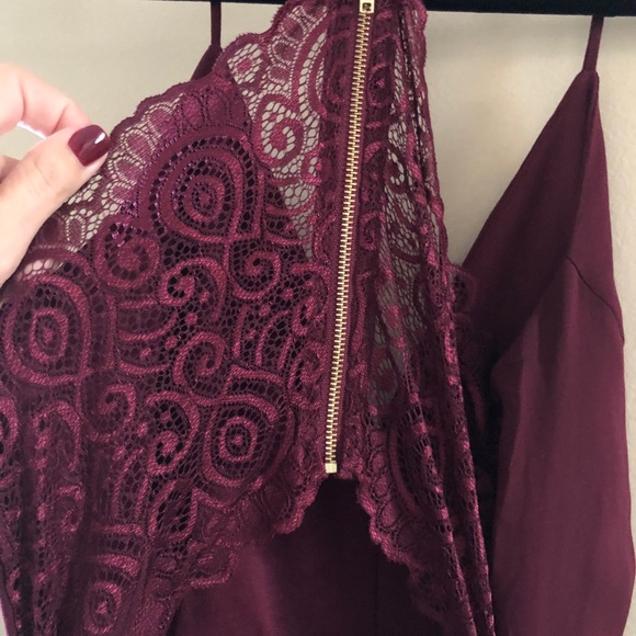 Burgundy Windsor High Low Dress with Lace Back - Picture 7 of 9